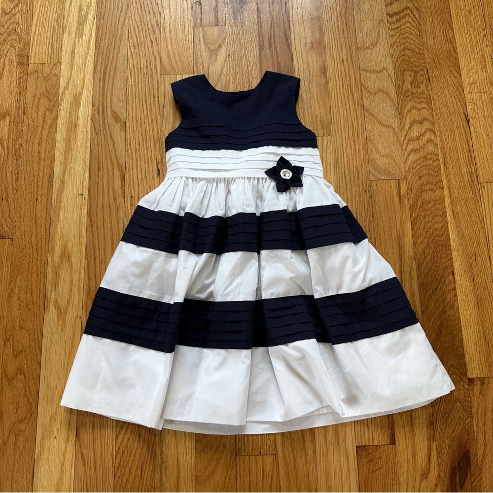 Sarah Louise England Navy and White Striped Kids Dress size 3 years / 98 cm